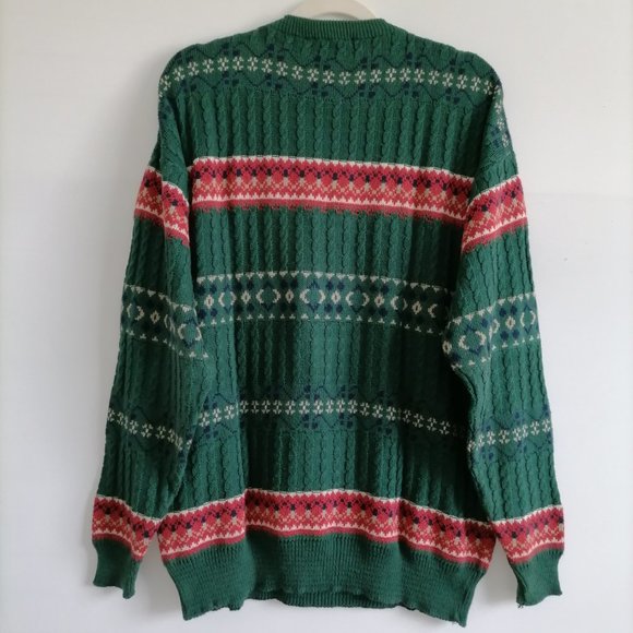 Kellerman Men's Green Sweater With Red Stripe Size See Measuremetns - Picture 2 of 6